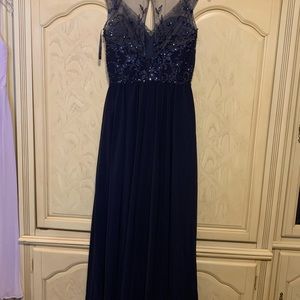 Navy Beaded Long Dress